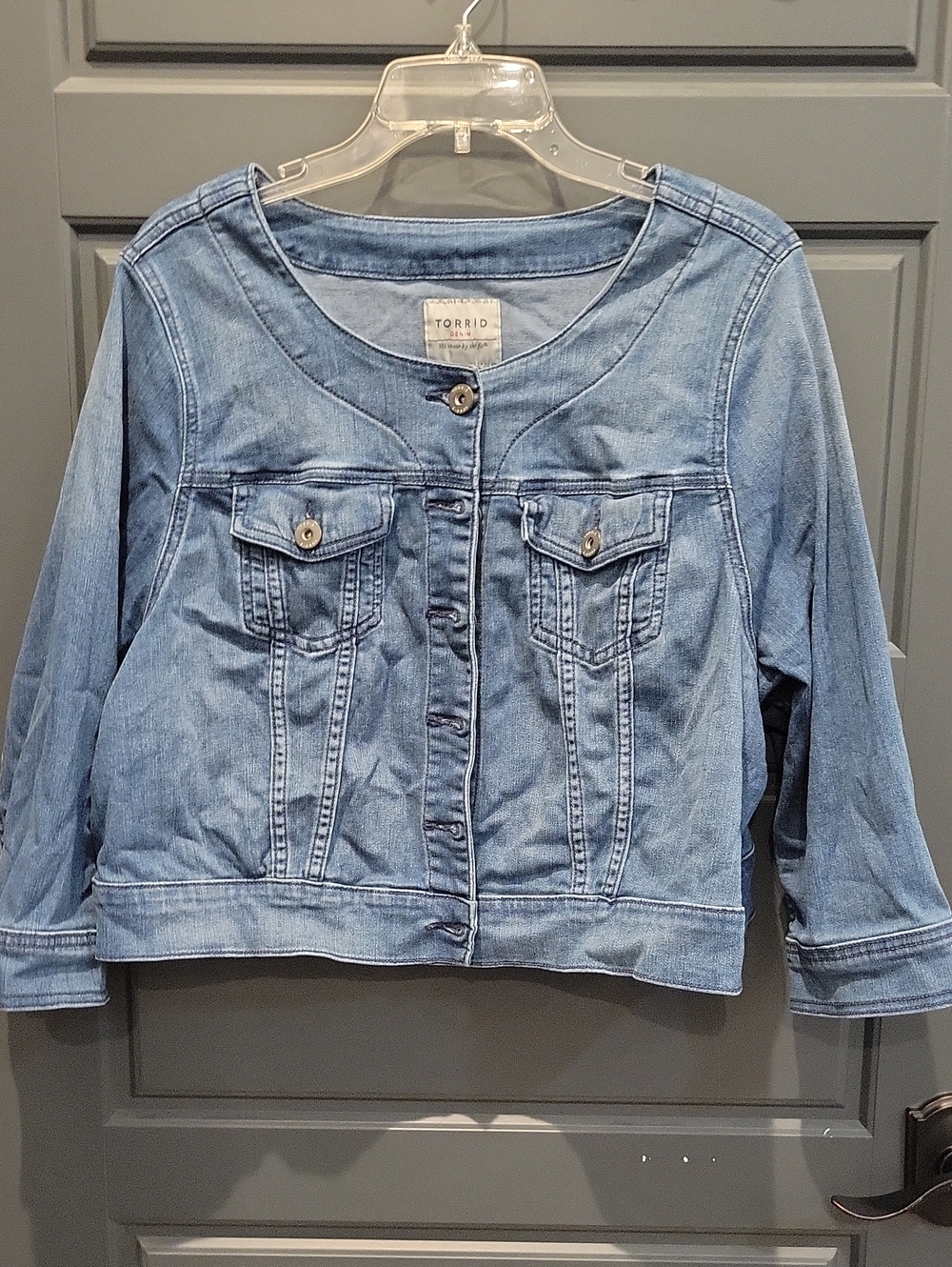 torrid Light Blue Denim Jacket with Button-Front